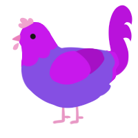 A blurple and amethyst chicken with a head pattern