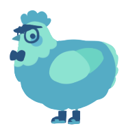 A sky and aqua chicken with a head pattern