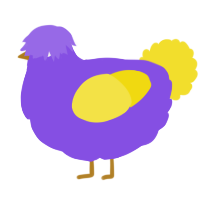 A blurple and yellow chicken