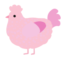 A rose and pink chicken with a speckle pattern