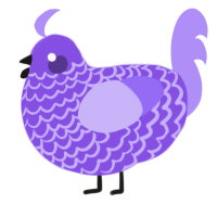 A blurple and lilac chicken with a lace pattern