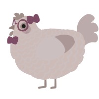 A vermilion and red chicken with a lace pattern