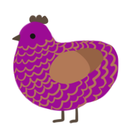 A plum and brown chicken with a lace pattern