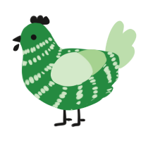 A viridian and gluppy chicken with a bar pattern