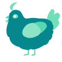 A teal and mint chicken