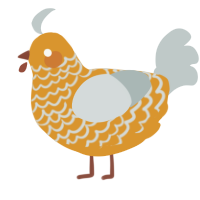 A orange and silver chicken with a lace pattern