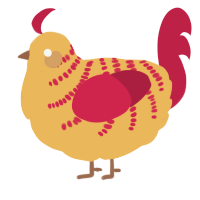A honey and crimson chicken with a half-bar pattern