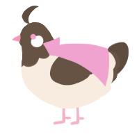 A cream and bark chicken with a head pattern
