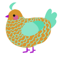 A orange and mint chicken with a lace pattern