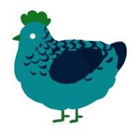 A teal and tumblr chicken with a half-lace pattern