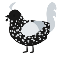 A sable and mist chicken with a speckle pattern