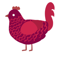 A maroon and crimson chicken with a lace pattern