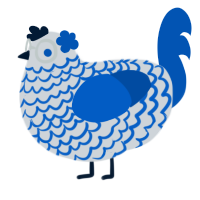 A mist and ultramarine chicken with a lace pattern
