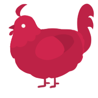 A crimson chicken with a head pattern