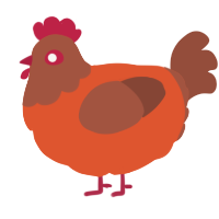 A vermilion and russet chicken with a head pattern