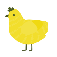 A yellow chicken with a bar pattern