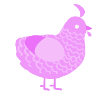 A lavender chicken with a lace pattern