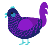 A navy and violet chicken with a lace pattern