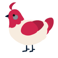 A cream and crimson chicken with a head pattern