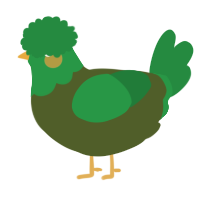 A olive and viridian chicken with a head pattern
