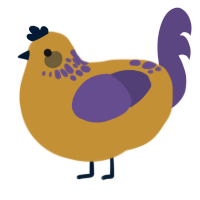 A gold and overcast chicken with a neck-speckle pattern