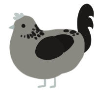 A ash and sable chicken with a neck-speckle pattern