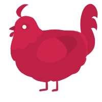 A crimson chicken with a head pattern