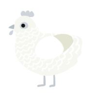 A white chicken with a lace pattern