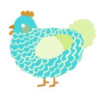 A aqua and apple chicken with a lace pattern