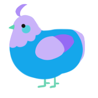 A sky and lilac chicken with a head pattern