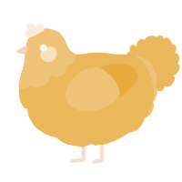 A honey chicken with a head pattern
