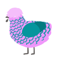 A lavender and teal chicken with a lace pattern