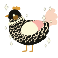 A black and rose chicken with a lace pattern