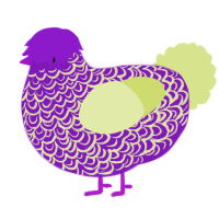 A violet and lemon chicken with a double-lace pattern