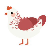 A white and red chicken with a half-lace pattern