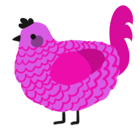 A orchid and fuchsia chicken with a lace pattern