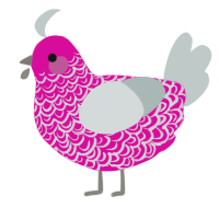 A fuchsia and silver chicken with a double-lace pattern