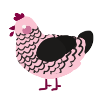 A rose and sable chicken with a lace pattern