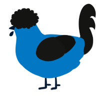 A sapphire and black chicken