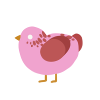 patacon, a pink and red chicken with a neck-speckle pattern