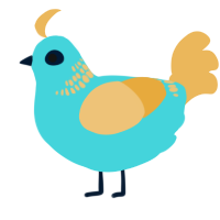 A aqua and honey chicken with a neck-band pattern