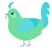 A spring and aqua chicken with a half-bar pattern