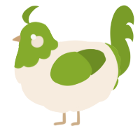A cream and chartreuse chicken with a head pattern
