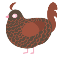 A bark and russet chicken with a lace pattern
