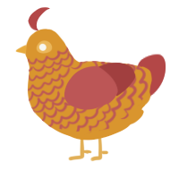 A orange and red chicken with a lace pattern