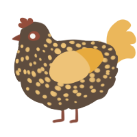 A bark and honey chicken with a speckle pattern