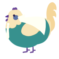 A sea and honey chicken with a head pattern