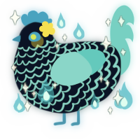 A tumblr and aqua chicken with a lace pattern
