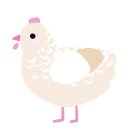 A cream chicken with a half-lace pattern