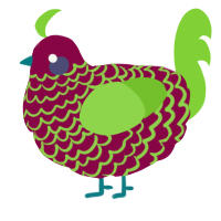 A maroon and grass chicken with a lace pattern